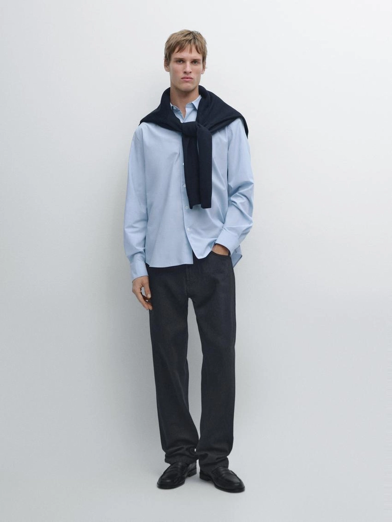 Рубашка из поплина в полоску с облегающим кроем