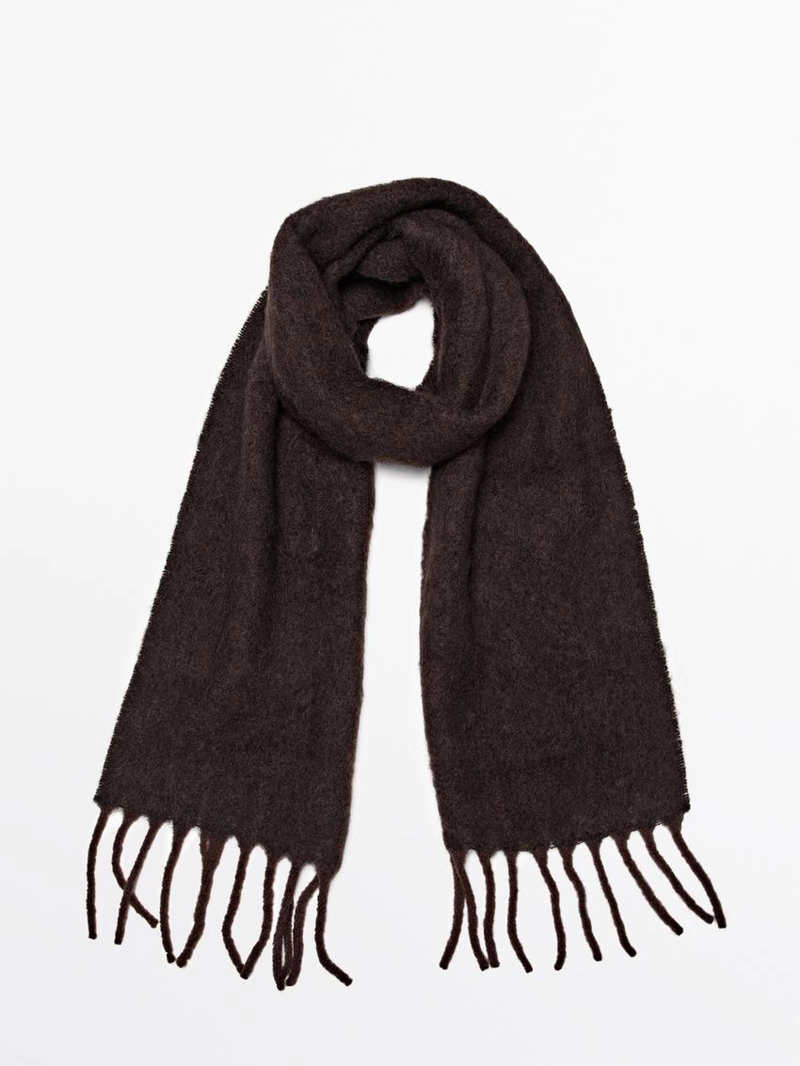 Шарф из альпаки и шерсти с бахромой