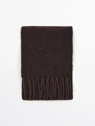 Шарф из альпаки и шерсти с бахромой- Заказать в России