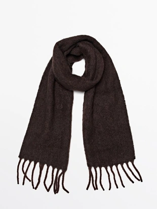 Шарф из альпаки и шерсти с бахромой- Заказать в России