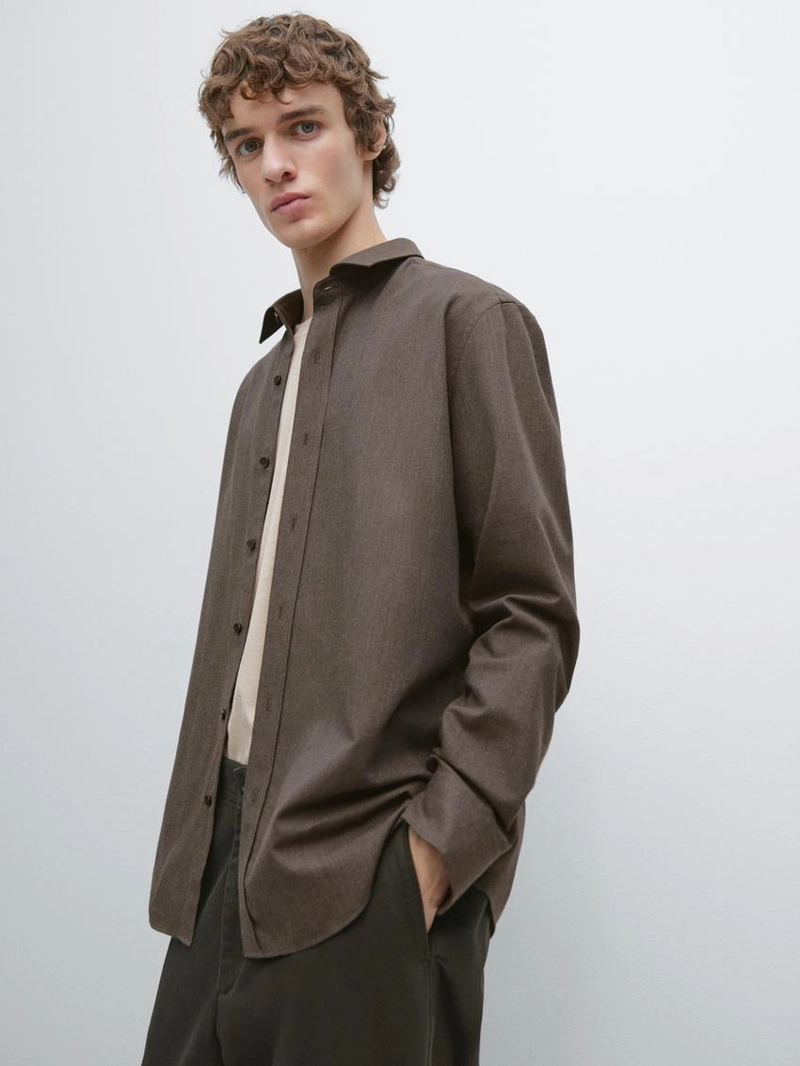 Рубашка regular fit в меланжевом стиле