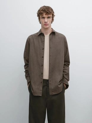 Рубашка REGULAR FIT в меланжевом стиле- Заказать в России