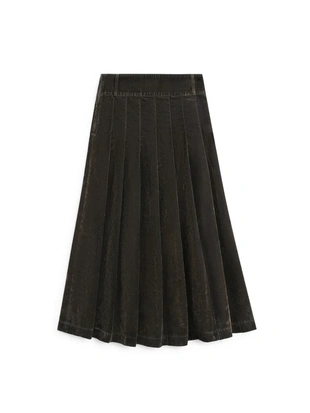 Джинсовая миди-юбка с коробочными складками- Заказать в России