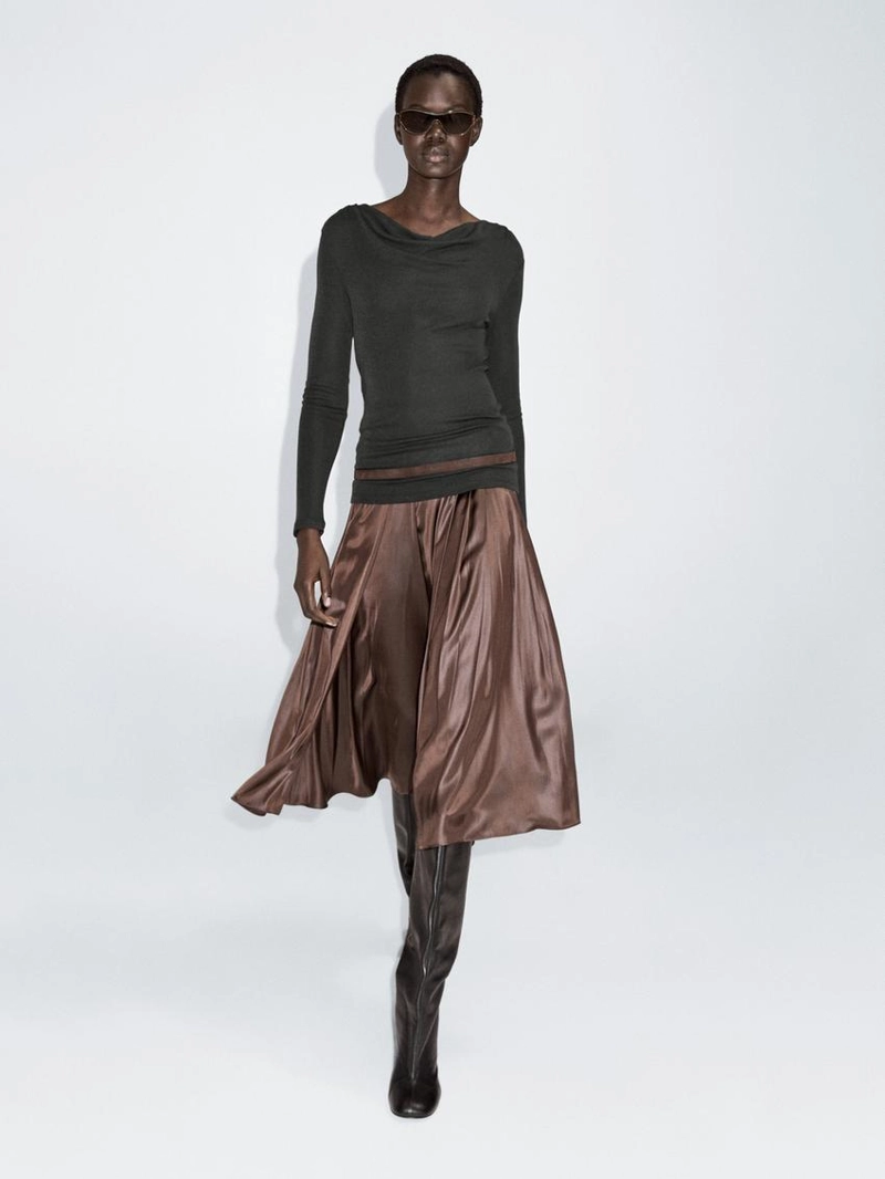 Футболка с длинным рукавом с драпированным воротником