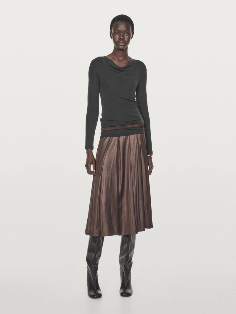 Футболка с длинным рукавом с драпированным воротником