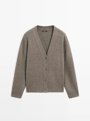 Кардиган с V-образным вырезом из шерстяной смеси- Заказать в России
