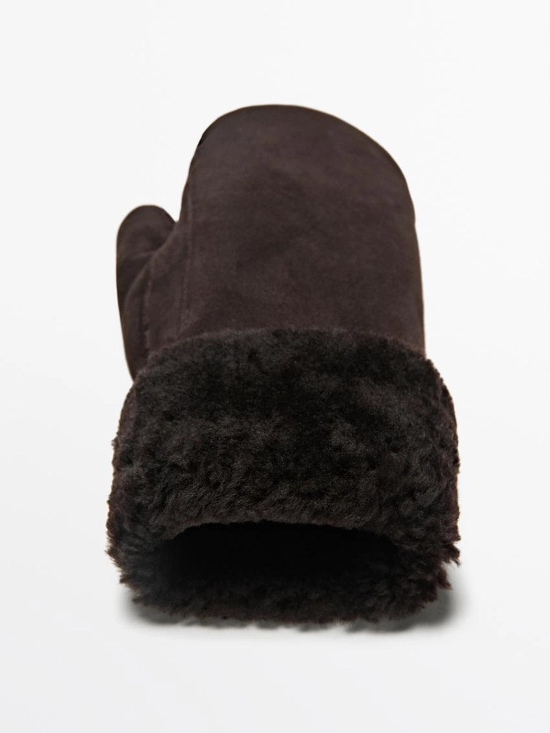 Кожаные варежки с двойной отделкой