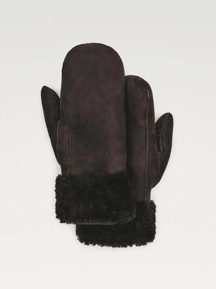 BROWN | 4623/736/700 - Massimo Dutti Кожаные варежки с двойной отделкой