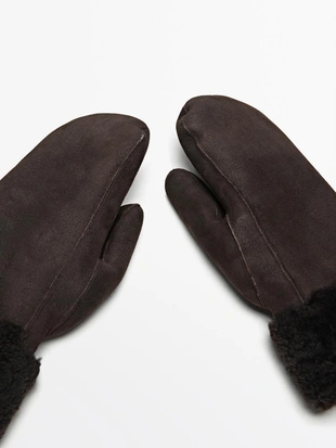 Кожаные варежки с двойной отделкой- Заказать в России