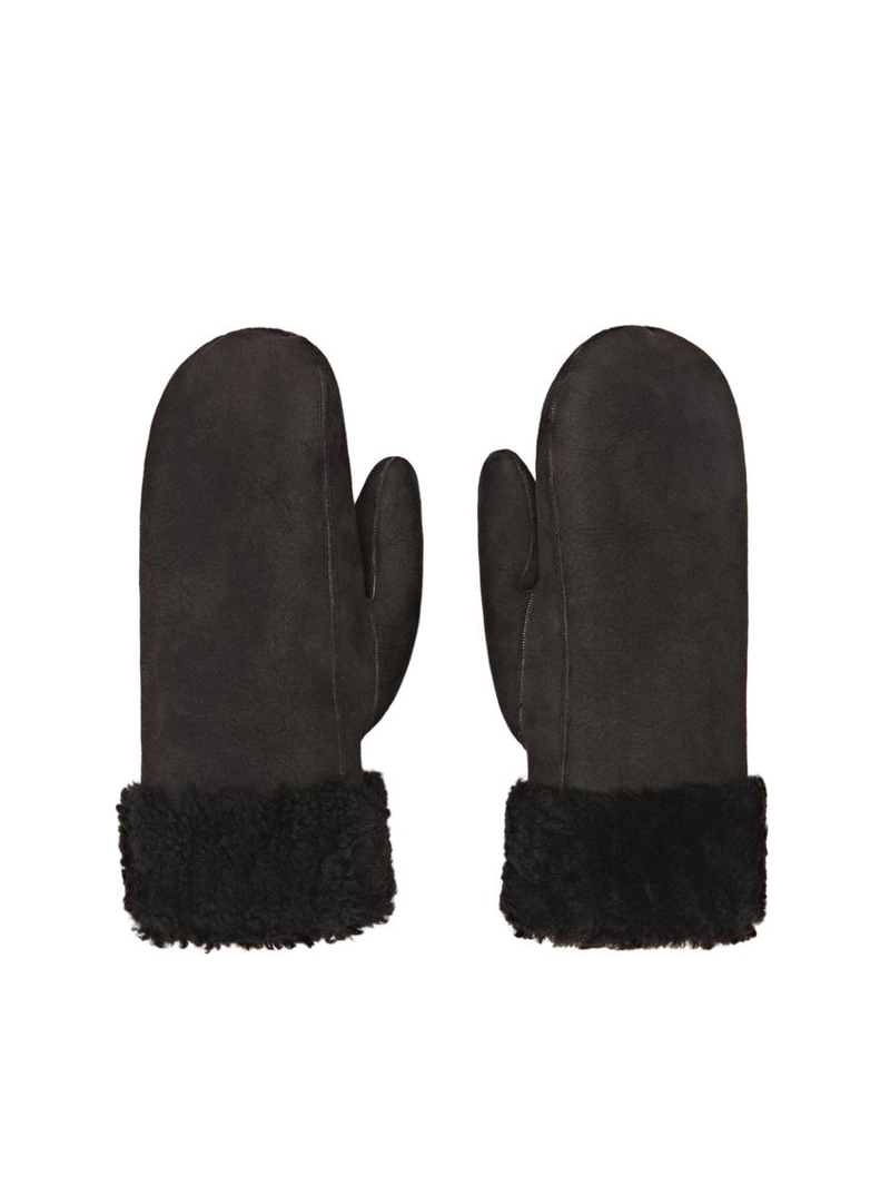 Кожаные варежки с двойной отделкой