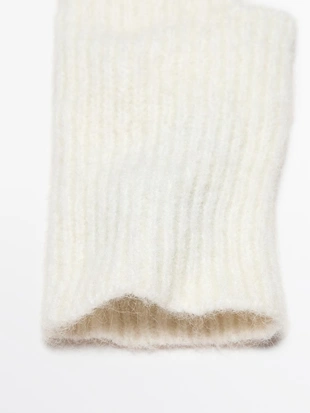WHITE|4623/621 - Massimo Dutti Варежки из альпаки с добавлением шерсти