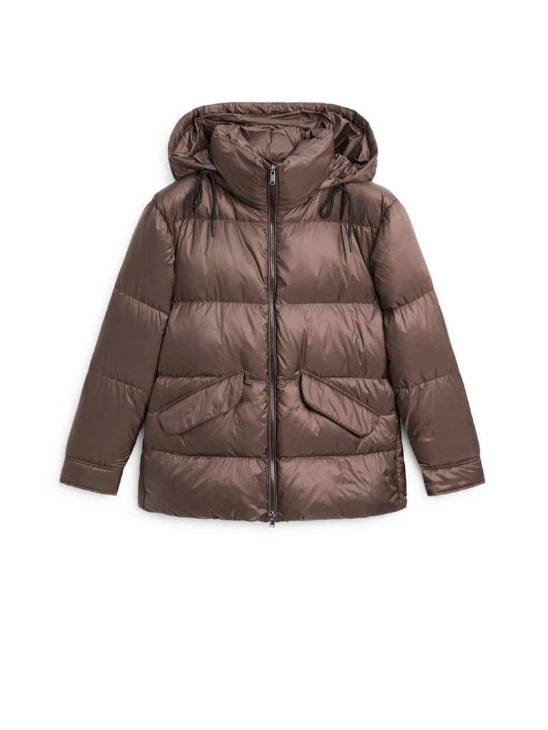 Пуховик настежь с блеском, 80% пух - 20% перо