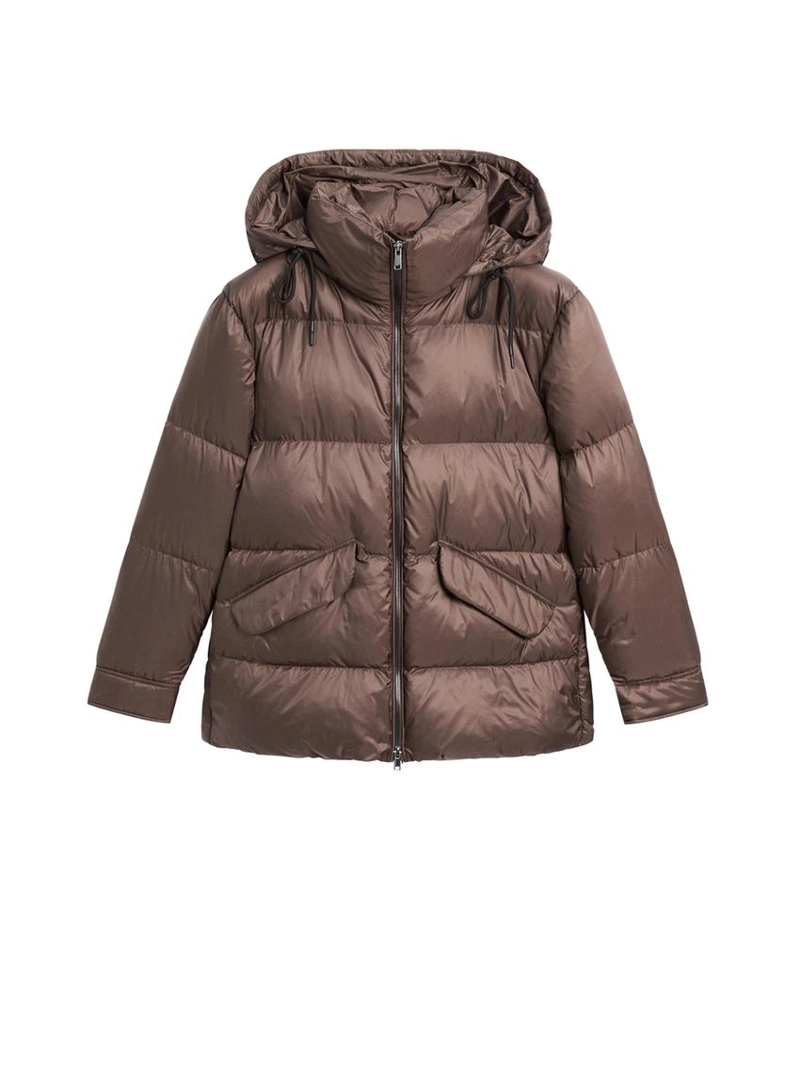 Пуховик настежь с блеском, 80% пух - 20% перо