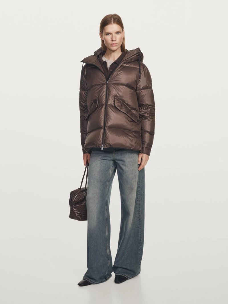 Пуховик настежь с блеском, 80% пух - 20% перо