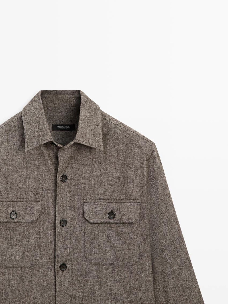 Рубашка overshirt с карманами и шерстяной подкладкой