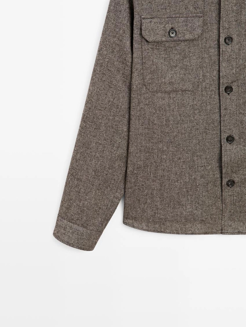 Рубашка overshirt с карманами и шерстяной подкладкой