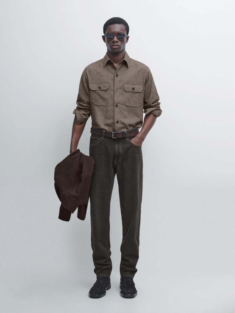 Рубашка overshirt с карманами и шерстяной подкладкой