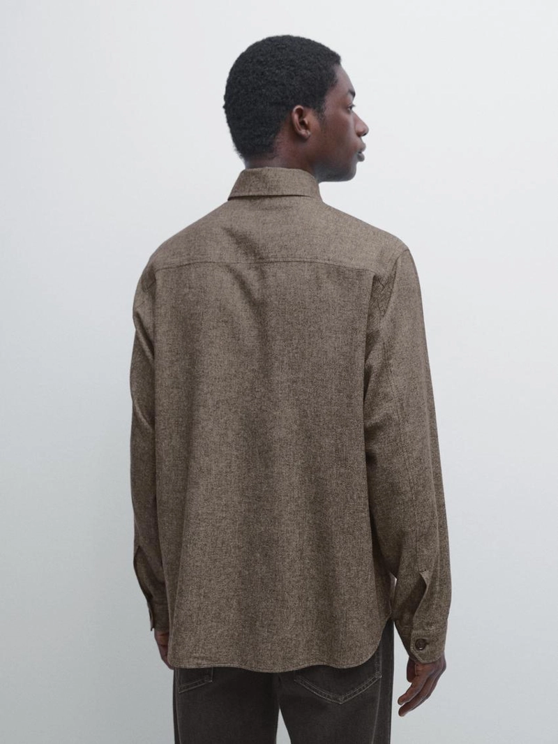 Рубашка overshirt с карманами и шерстяной подкладкой