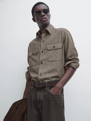 Рубашка OVERSHIRT с карманами и шерстяной подкладкой- Заказать в России