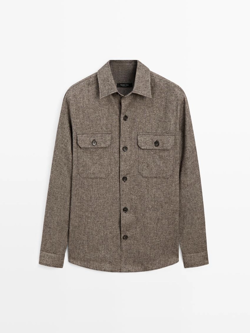 Рубашка overshirt с карманами и шерстяной подкладкой