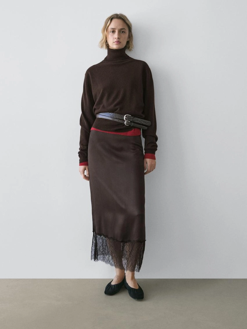 Юбка-миди с кружевными деталями