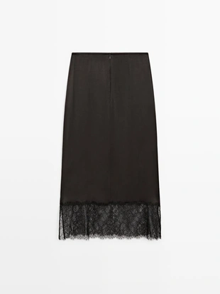 Юбка-миди с кружевными деталями- Заказать в России