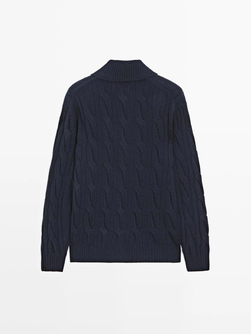 Поло-свитер из шерсти с оплетенной вязкой