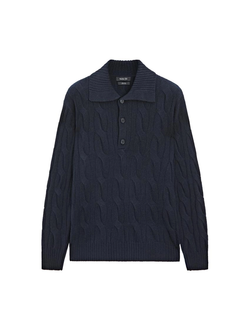 Поло-свитер из шерсти с оплетенной вязкой