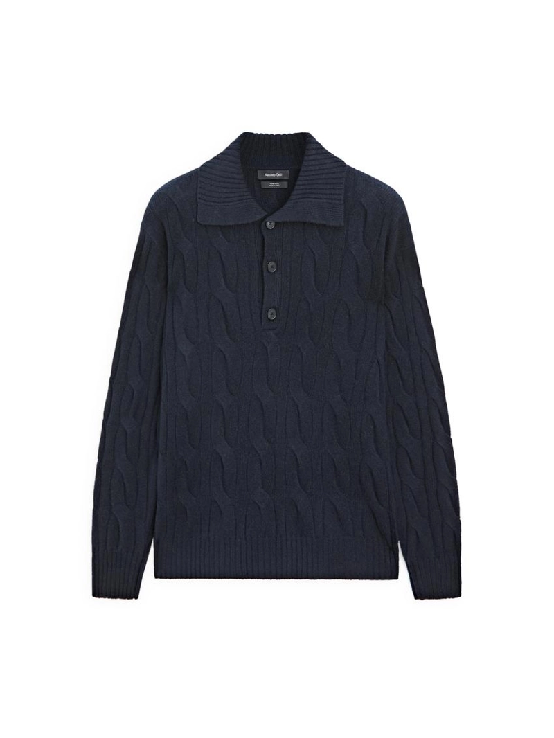 Поло-свитер из шерсти с оплетенной вязкой