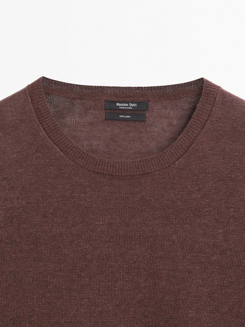 Свитер из 100% льна с круглым вырезом