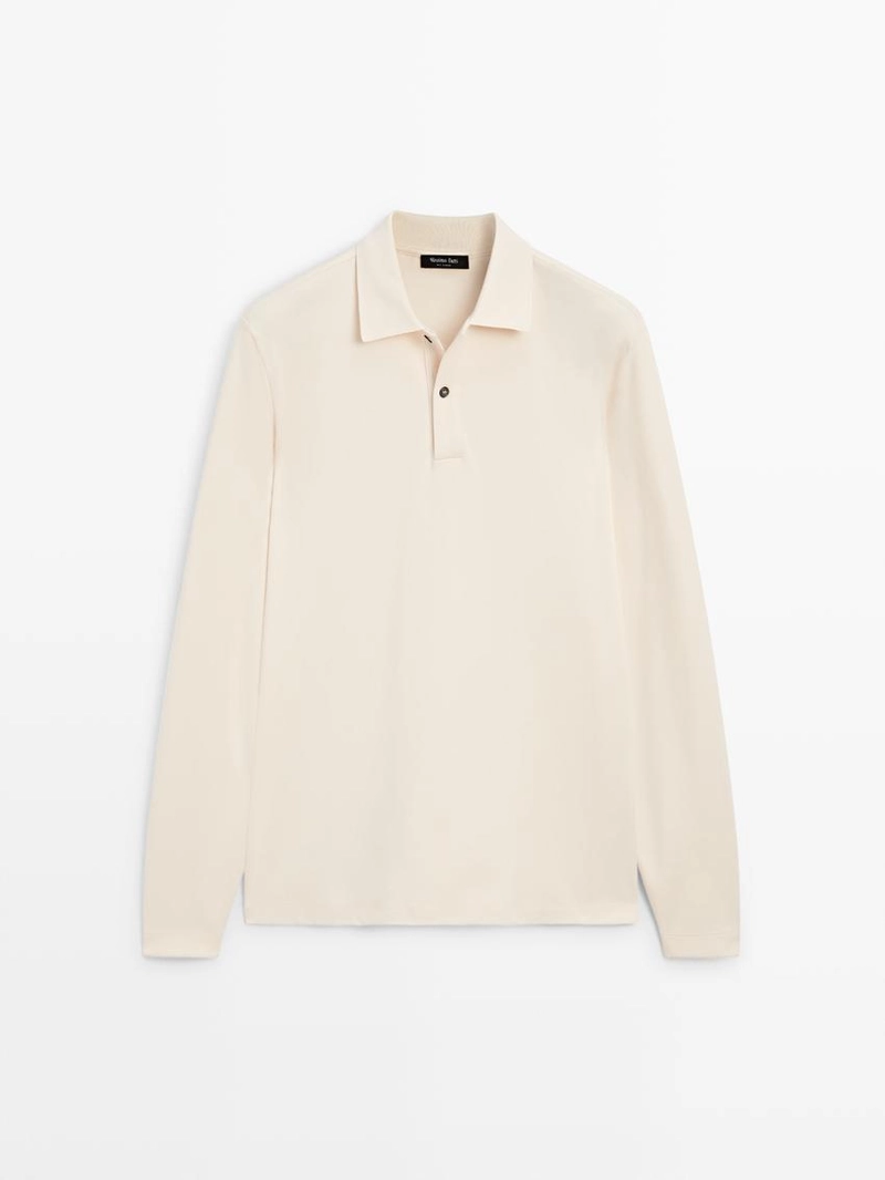 Поло с длинным рукавом и ребристыми деталями