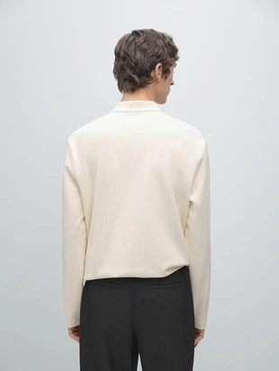 Поло с длинным рукавом и ребристыми деталями- Заказать в России