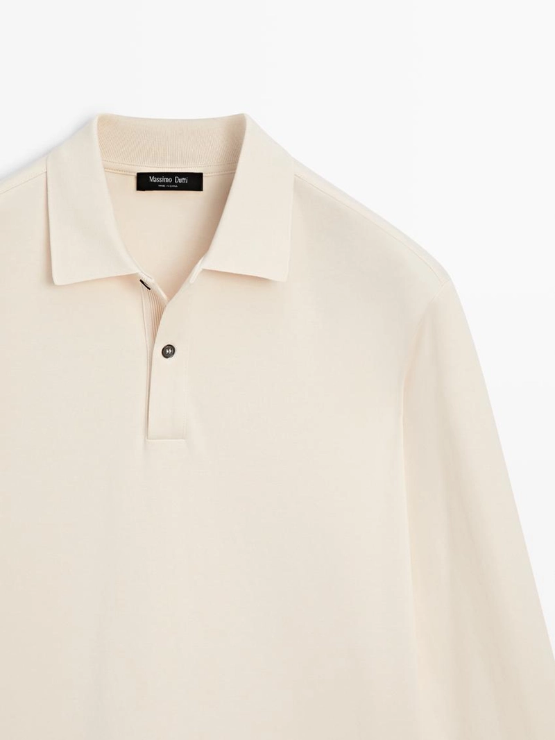 Поло с длинным рукавом и ребристыми деталями