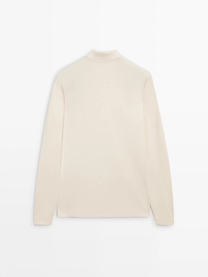 Поло с длинным рукавом и ребристыми деталями