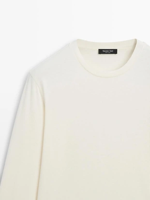 Футболка из хлопкового смесового материала с длинным рукавом- Заказать в России