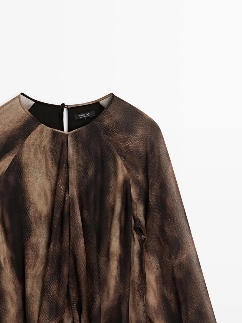 Платье с принтом животных из плавной ткани