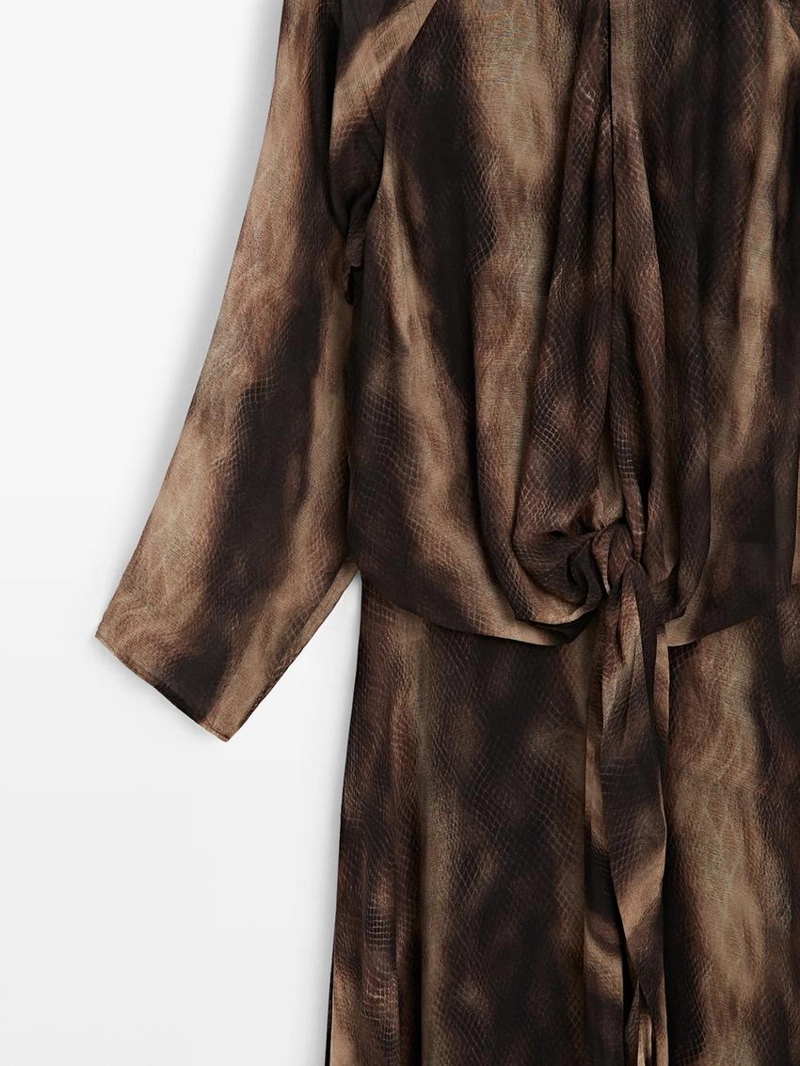 Платье с принтом животных из плавной ткани