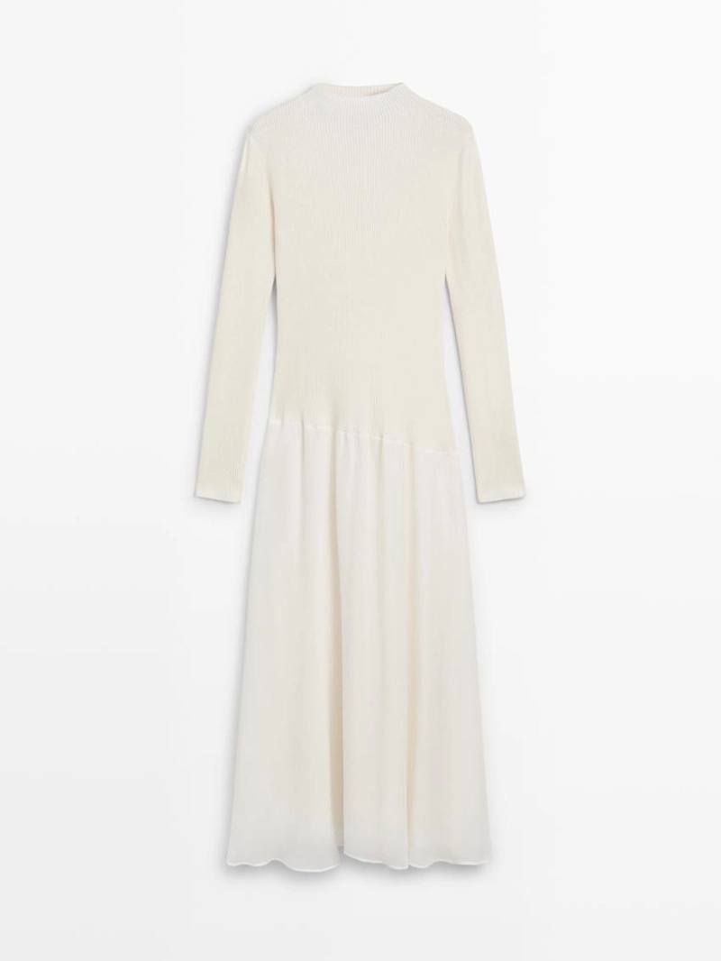 Платье с вязаным верхом и деталями