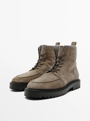 Ботинки из кожи с завязкой и подкладкой- Заказать в России