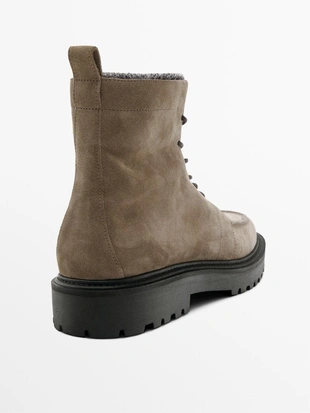 Ботинки из кожи с завязкой и подкладкой- Заказать в России