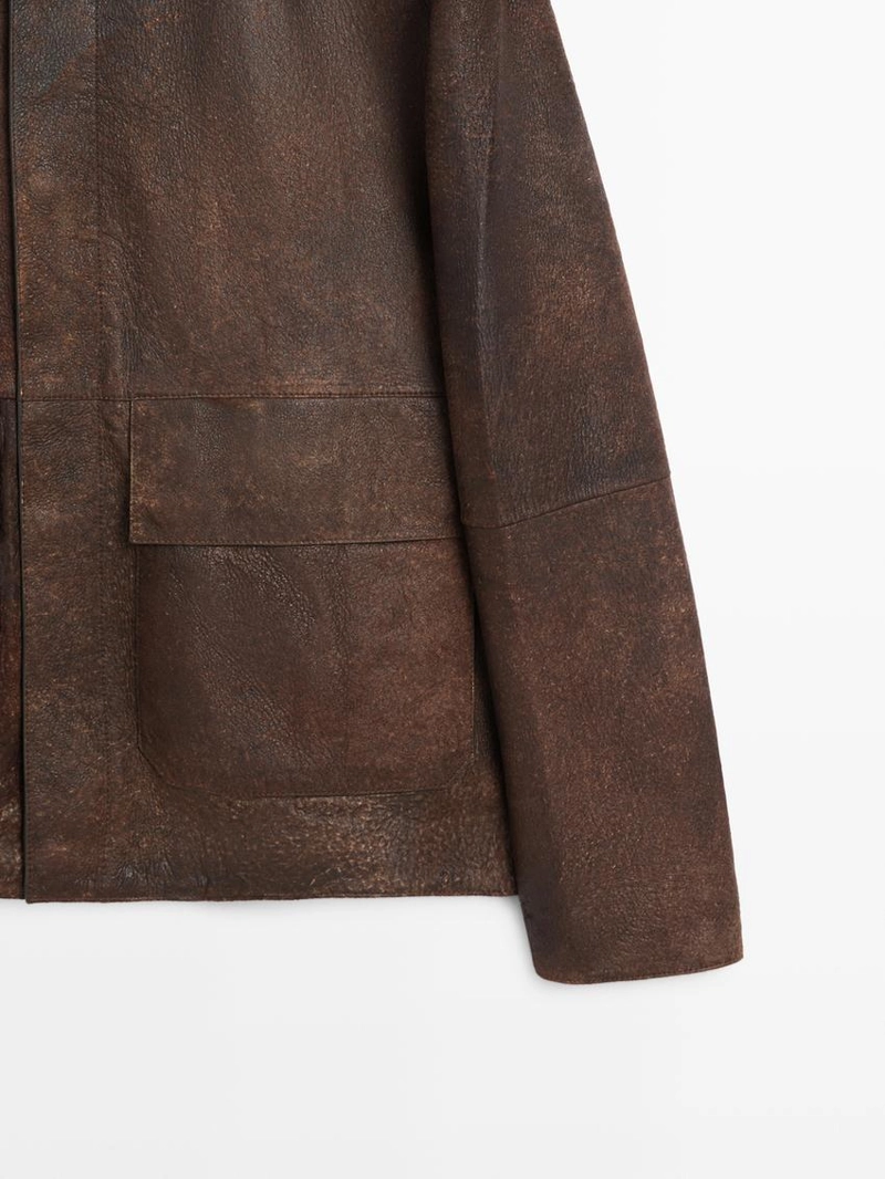 Куртка из замши с контрастными вставками