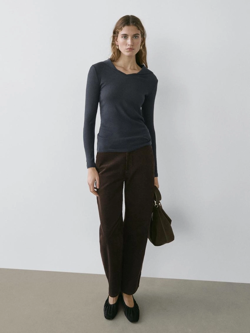 Брюки свободного кроя из вельвета