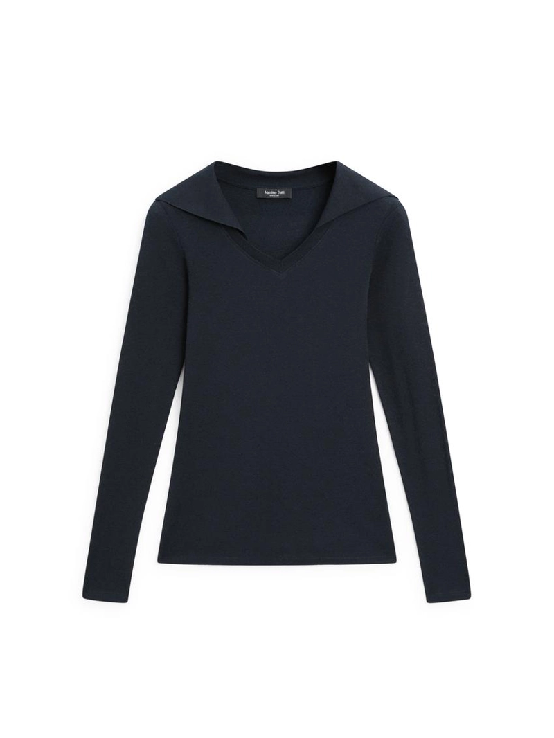 Поло с длинным рукавом и v-образным вырезом