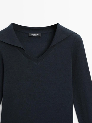 Поло с длинным рукавом и V-образным вырезом- Заказать в России