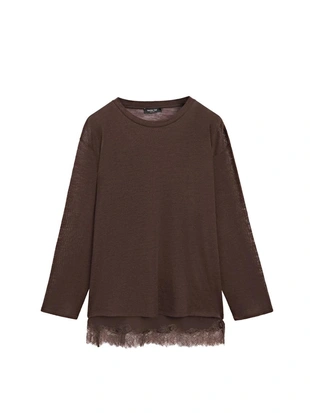 Лонгслив с кружевными деталями- Заказать в России