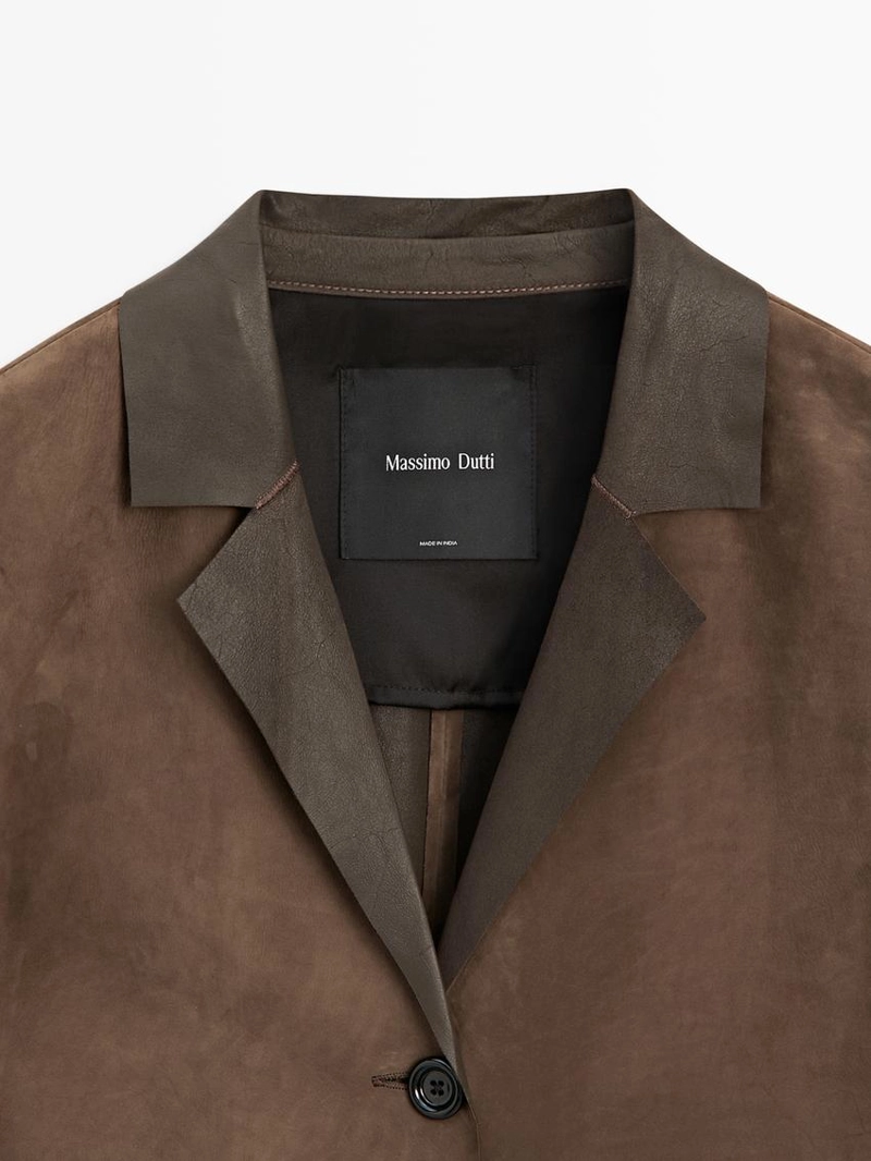 Длинное замшевое кожаное пальто