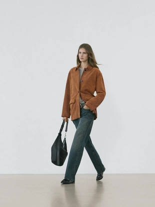 Замшевая кожаная куртка- Заказать в России