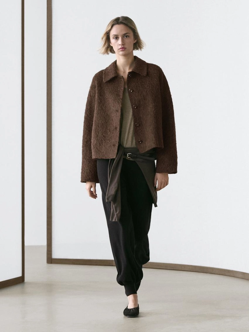 Кардиган из альпаки с воротником рубашки