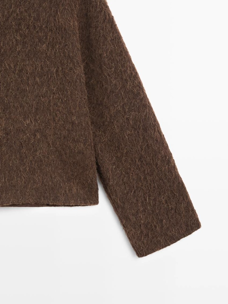 Кардиган из альпаки с воротником рубашки