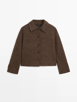 Кардиган из альпаки с воротником рубашки- Заказать в России